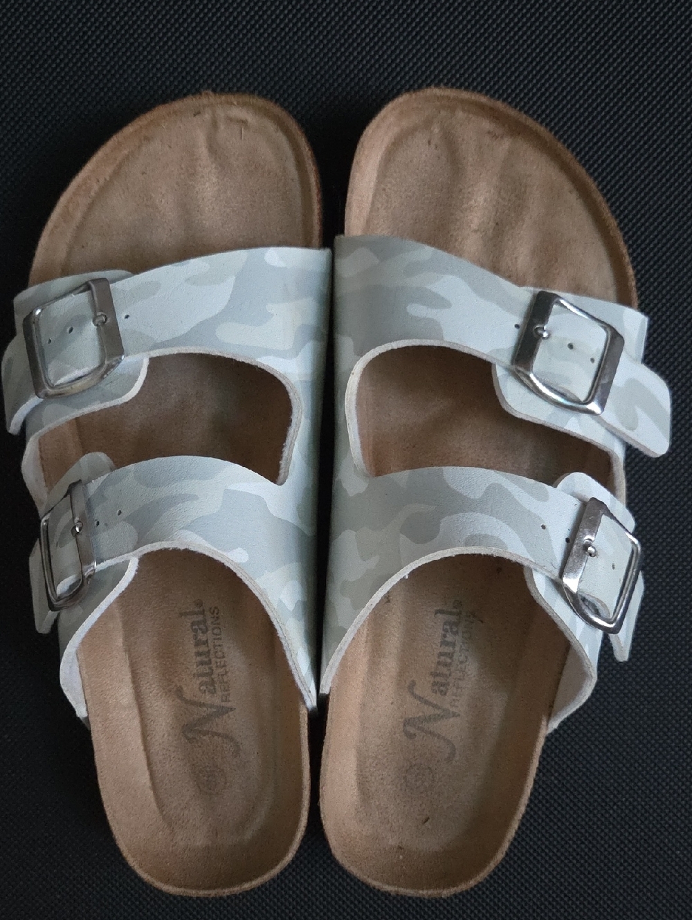 Sandals In White/Gray Camo Sz 9